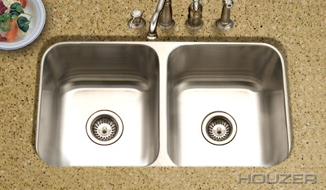 Houzer Medallion Classic Series Undermount Stainless Steel 50/50 Double Bowl Kitchen Sink MD-3109-1