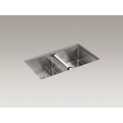 Kohler 32" x 18-1/4" x 9-5/16" Under-Mount Double-Equal Kitchen Sink With Basin Rack K-5281-NA