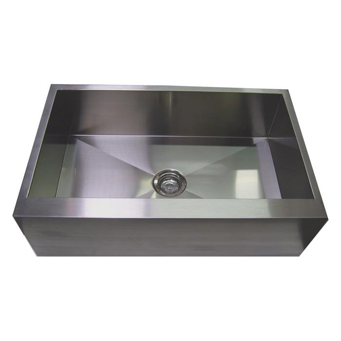 33” Stainless Steel Zero Radius Kitchen Sink Flat Apron Front WC12S003