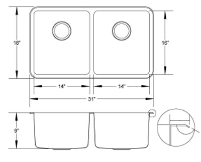 C-Tech-I Linea Zampina Fabrizia ZSR-100 Double Bowl Stainless Steel Sink