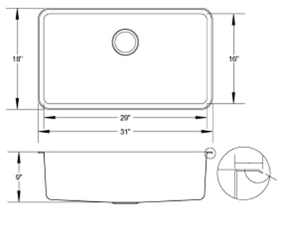 C-Tech-I Linea Zampina Padla ZSR-300 Single Bowl Stainless Steel Sink