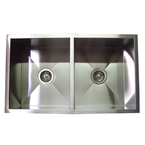 32” Stainless Steel Zero Radius Double Bowl Undermount Kitchen Sink WC12D3219