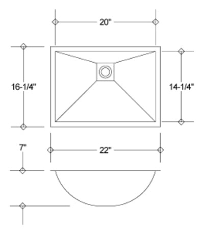 C-Tech-I Linea Amano Acera LI-SV-16 Stainless Steel Vanity Sink