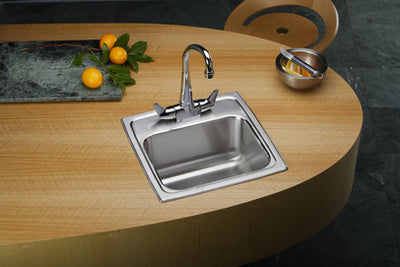 Elkay Gourmet Lustertone BLRQ153 Topmount Single Bowl Stainless Steel Sink