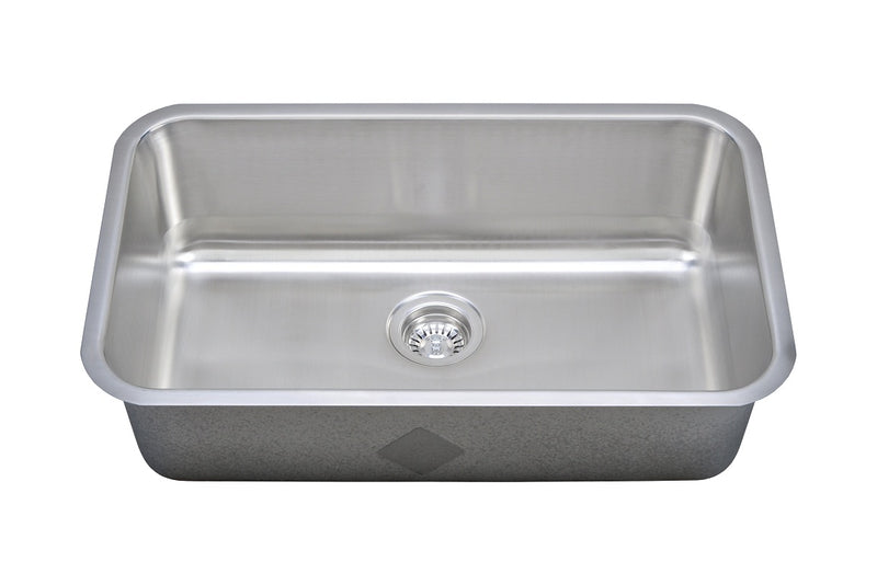 Wells Sinkware 18 Gauge Single Bowl Undermount Stainless Steel Kitchen Sink Package - CMU3018-9-1