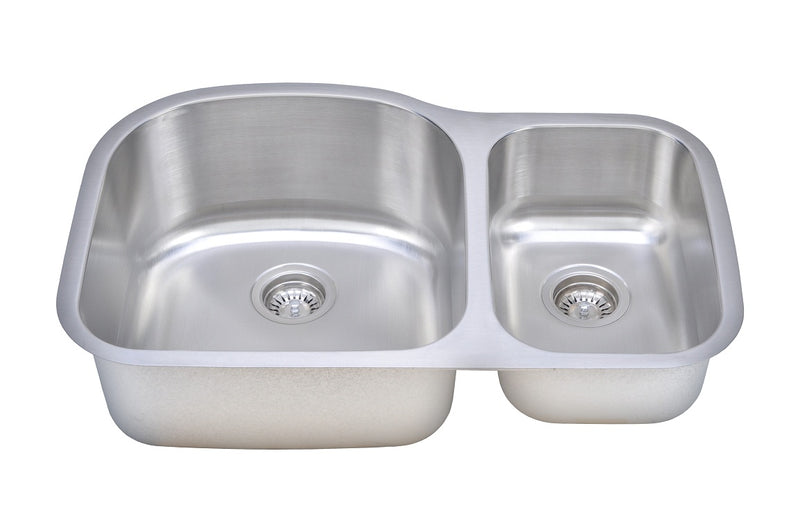 Wells Sinkware 18 Gauge 70/30 Double Bowl Undermount Stainless Steel Kitchen Sink Package - CMU3221-97D-1