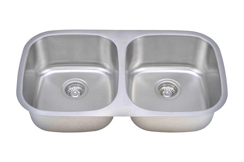 Wells Sinkware 18 Gauge 50/50 Equal Double Bowl Undermount Stainless Steel Kitchen Sink - CMU3318-88