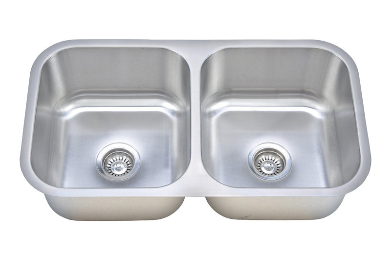 Wells Sinkware 16 Gauge 50/50 Double Bowl Undermount Stainless Steel Kitchen Sink Package - CMU3318-99-16-1