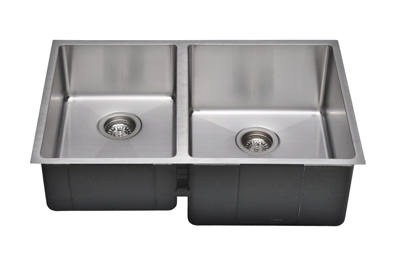 Wells Sinkware Commercial Grade 16 Gauge Handcrafted Double-Bowl Undermount Stainless Steel Kitchen Sink - CSU3020-79