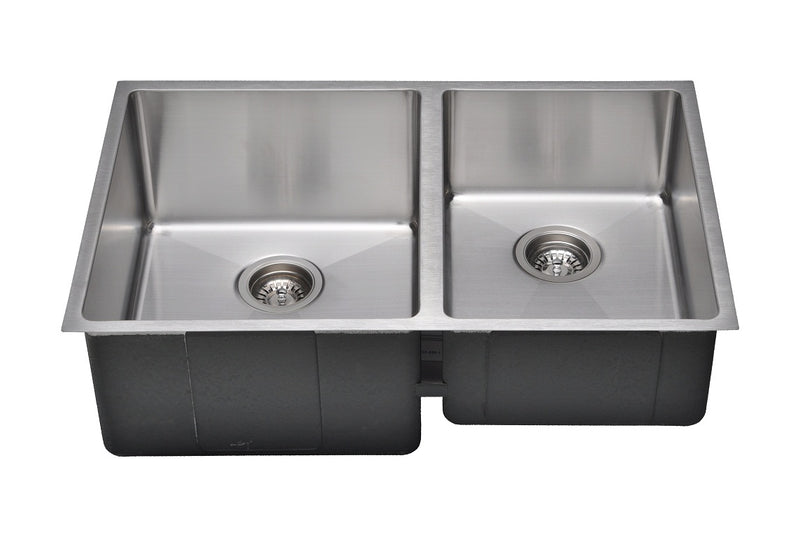 Wells Sinkware Commercial Grade 16 Gauge Handcrafted Double-Bowl Undermount Stainless Steel Kitchen Sink - CSU3020-97