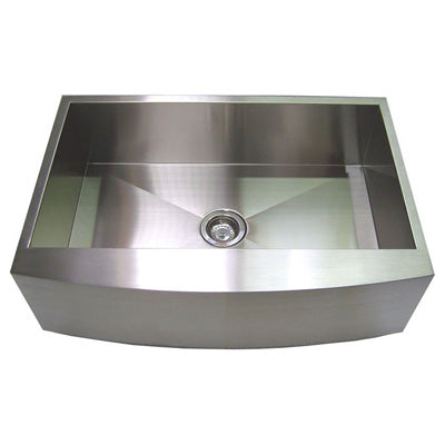 30” Stainless Steel Zero Radius Kitchen Sink Curve Apron Front WC12S003R4