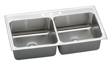 Elkay Gourmet Lustertone DLRQ4322 Topmount Double Bowl Stainless Steel Sink
