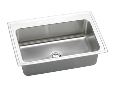 Elkay Gourmet Lustertone DLRSQ3322 Topmount Single Bowl Stainless Steel Sink