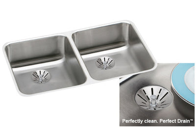 Elkay Perfect Drain ELUHAD3118PD Undermount Double Bowl Stainless Steel Sink