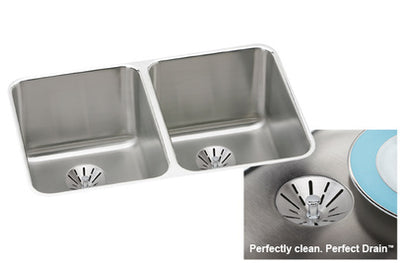 Elkay Perfect Drain ELUH3220PD Undermount Double Bowl Stainless Steel Sink