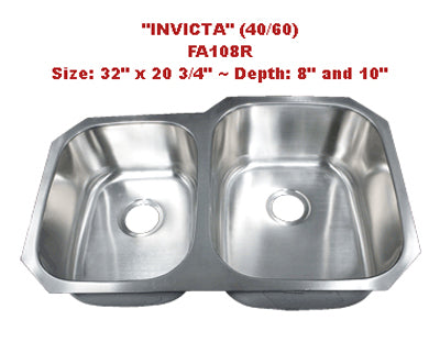 Futura Invicta Reverse 40/60 FA108R Double Bowl Stainless Steel Kitchen Sink