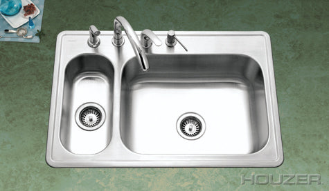 Houzer LHD-3322 Legend 80/20 Double Bowl Stainless Steel Sink