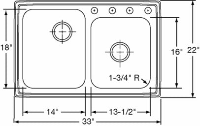 Elkay Pacemaker PSR250 Topmount Double Bowl Stainless Steel Sink