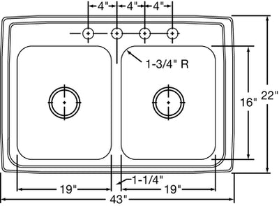 Elkay Pacemaker PSR4322 Topmount Double Bowl Stainless Steel Sink