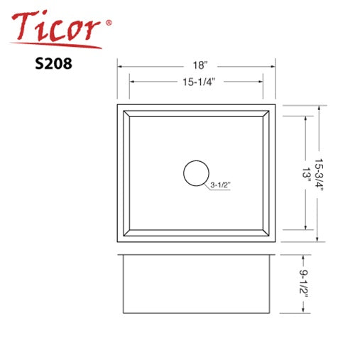Ticor S208 Undermount 16-Gauge Stainless Steel Kitchen Sink With Free Deluxe Strainer