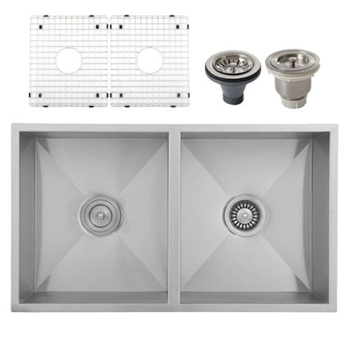 Ticor S6501 Undermount 16-Gauge Zero Radius Stainless Steel Kitchen Sink + Accessories