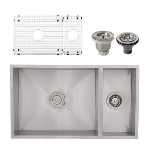 Ticor S6502 Undermount Stainless Square Kitchen Sink + Accessories