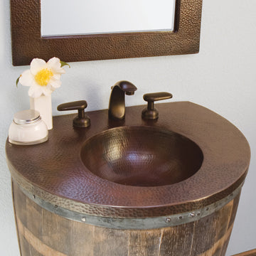 Native Trails Bathroom Sink 24" Bordeaux Copper Vanity Top w/integral Basin Antique - VNT202