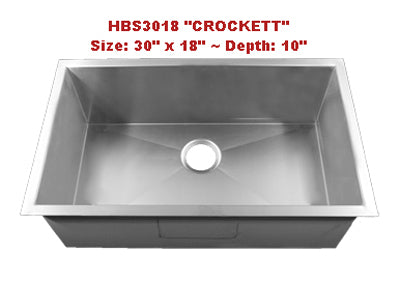 Homeplace Crockett HBS3018 Single Bowl Stainless Steel Sink
