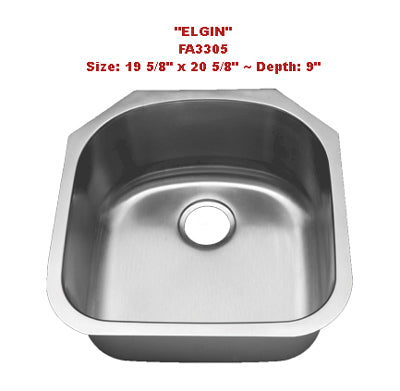 Futura Elgin FA3305 Single Bowl Stainless Steel Kitchen Sink