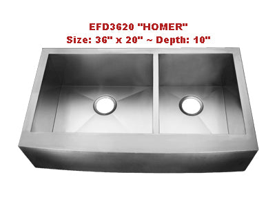 Homeplace Homer EFD3620 Double Bowl Stainless Steel Sink