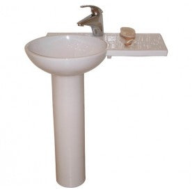 Barclay Gina Pedestal Lavatory, Left Basin, One-Hole, White Bathroom Sink 3L-371WH