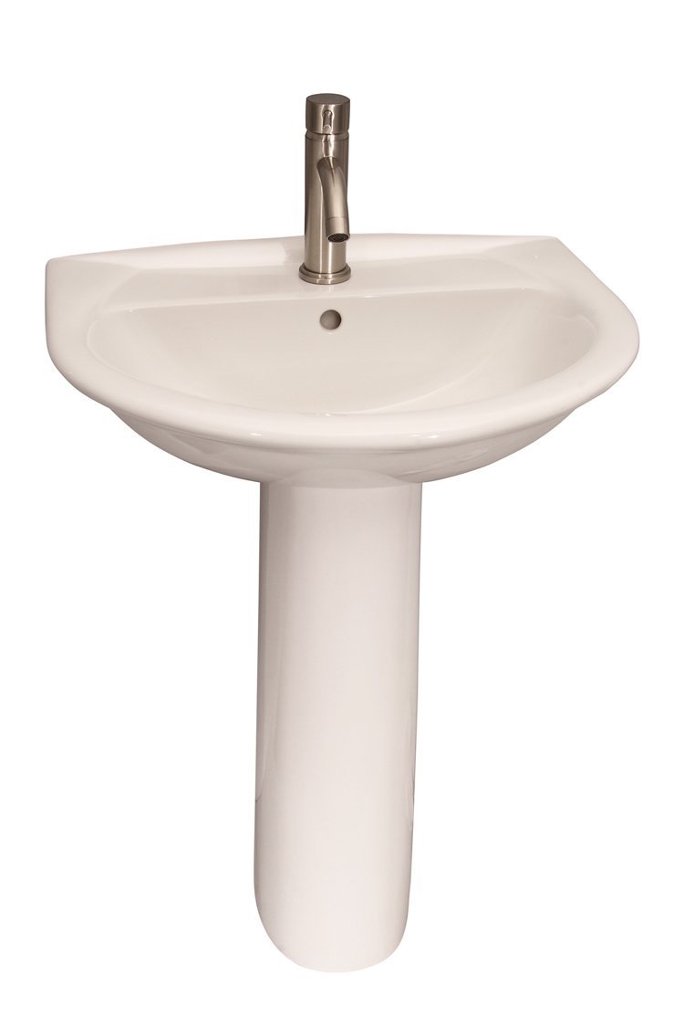 Barclay Karla Pedestal Lavatory, 1 hole, White Bathroom Sink 3-301WH