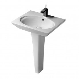 Barclay Opulence Ped Lav, Rect. Bowl,1-hole, White Bathroom Sinks 3-361WH