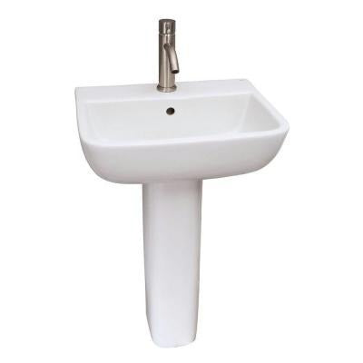 Barclay Series 600 Ped Lav, 1 hole White Bathroom Sinks 3-211WH