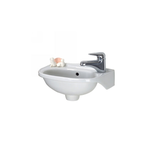 Barclay Tina Wall Hung Basin, Right Hole w/Hangers, White Bathroom Sinks 4-551WH