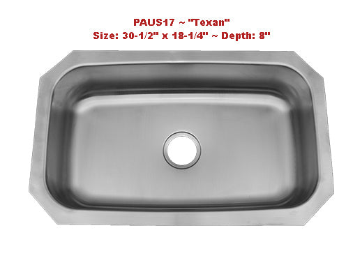 Patriot PAUS17 Texan Undermount Single Bowl Stainless Steel Sink + GRID