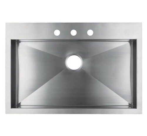 33" Top-Mount / Drop-In Stainless Steel Kitchen Sink - Single HTS3322