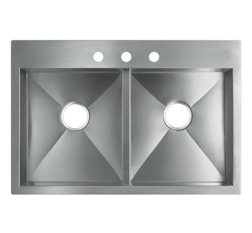 33" Top-Mount / Drop-In Stainless Steel Kitchen Sink HTE3322