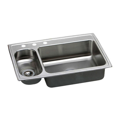 Elkay Pacemaker 33x22 3 Hole Double Bowl Sink PSMR33223