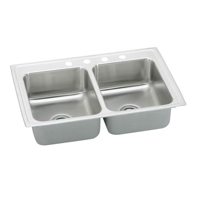 Elkay Pacemaker 33x22 4 Hole Double Bowl Sink PSR33224
