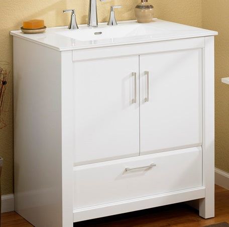 Fairmont High-gloss White Single bowl Bathroom Sink TC-3122W8