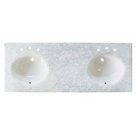 Fairmont White Carrera Marble Top Double bowl Bathroom Sink T-6122DWC