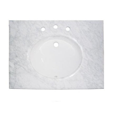 Fairmont White Carrera Marble Top Single bowl Bathroom Sink T-3122WC