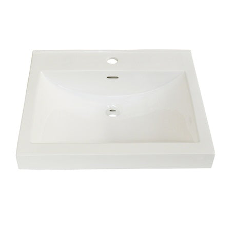 Fairmont White Ceramic Single bowl Bathroom Sink S-11021W1