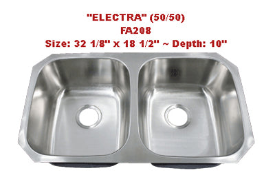 Futura Electra 50/50 FA208 Double Bowl Stainless Steel Kitchen Sink