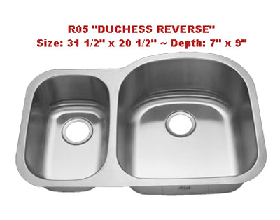 Royalty "Duchess Reverse" R05 Double Bowl Stainless Steel Kitchen Sink