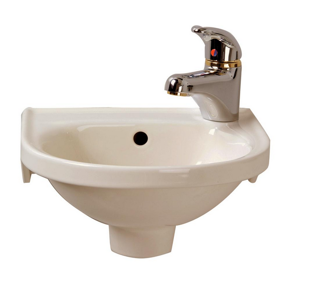 Barclay Rosanna Wall Hung Basin, Right Hole, w/Hangers, Bisque Bathroom Sink 4-521BQ