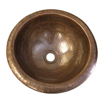 Barclay Aldo Round Self Rimming Basin, Hammered Antique Copper Bathroom Sink 6733-AC