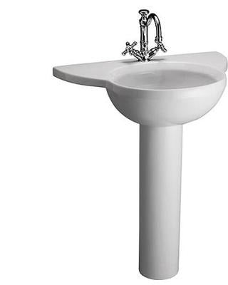 Barclay Alida Pedestal Lavatory, One-Hole, White Bathroom Sinks 3-611WH