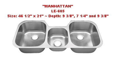 Leonet Manhattan LE-605 Triple Bowl Stainless Steel Kitchen Sink
